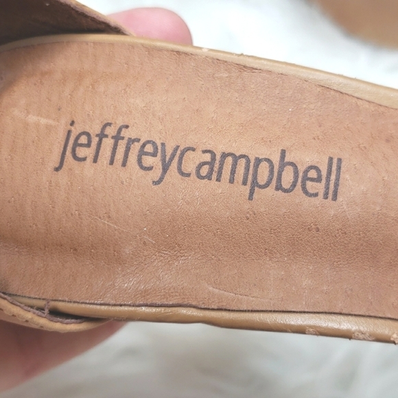 Jeffrey Campbell Tan Leather Wedge Sandals 6 Ankle strap - Picture 6 of 12